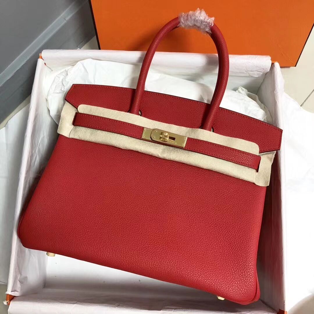 Hermes Birkin 30cm Bag in Original Togo Leather red - Click Image to Close
